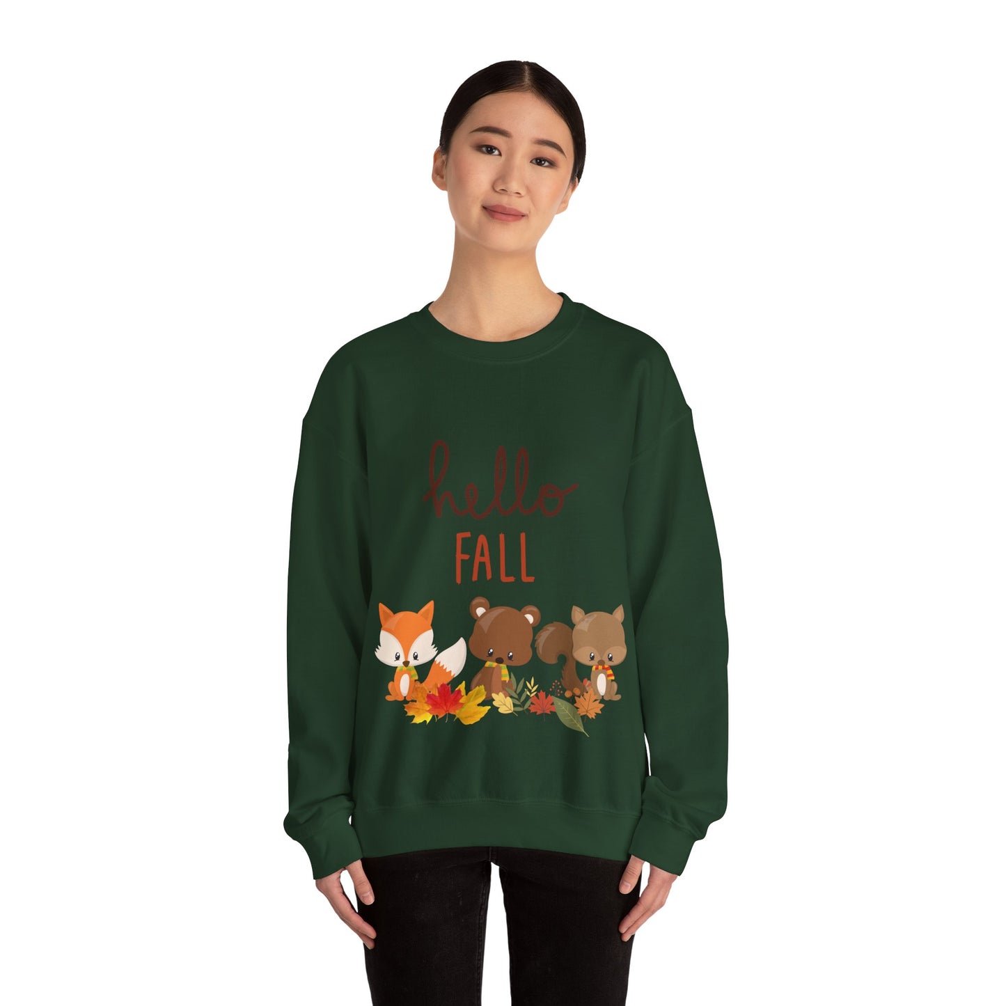 Hello Fall Critters Sweatshirt, Autumn Weather Sweatshirt, Fall Vibes, Happy Fall Shirt, Plus Sizes, Unisex Sweatshirt