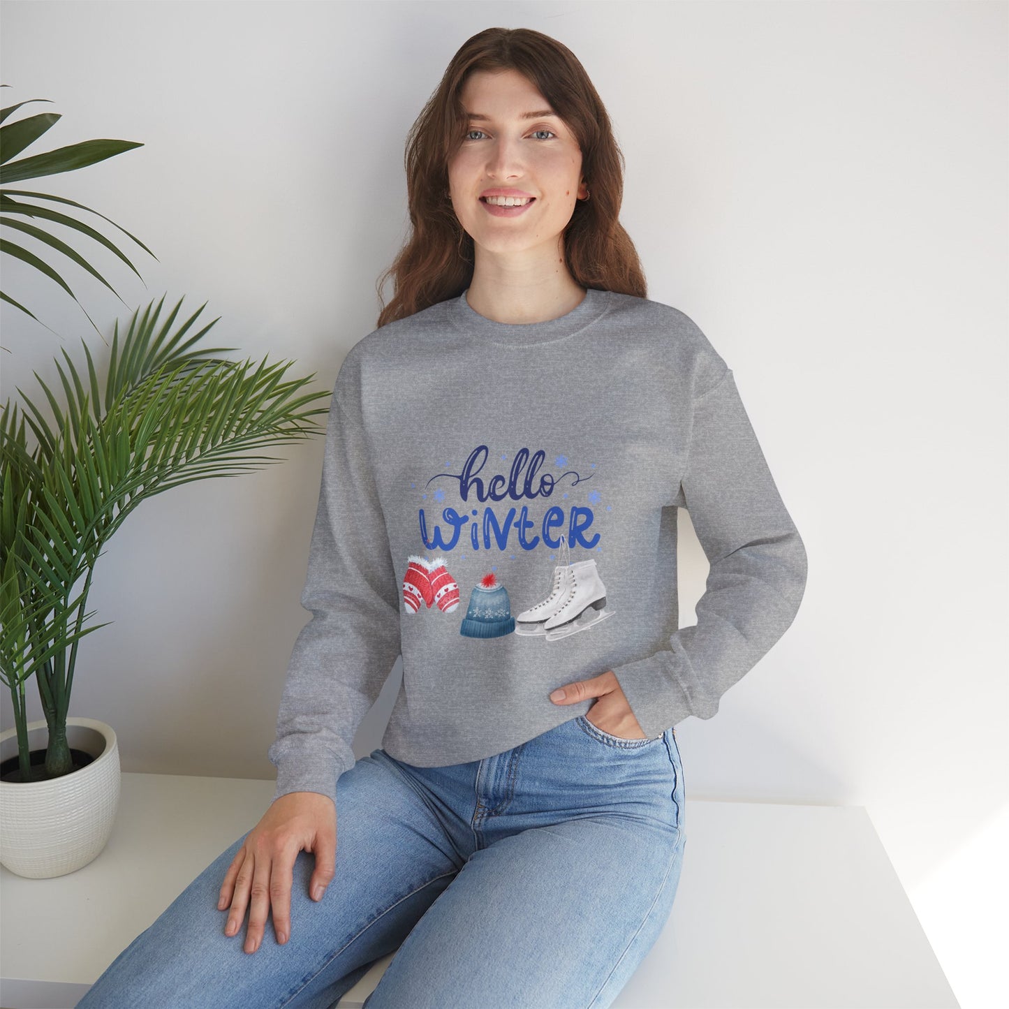 Hello Winter Skating Sweatshirt, Figure Skating Fan Sweatshirt, Olympic Skating Sweater, Girls Skating Dreamer Sweater