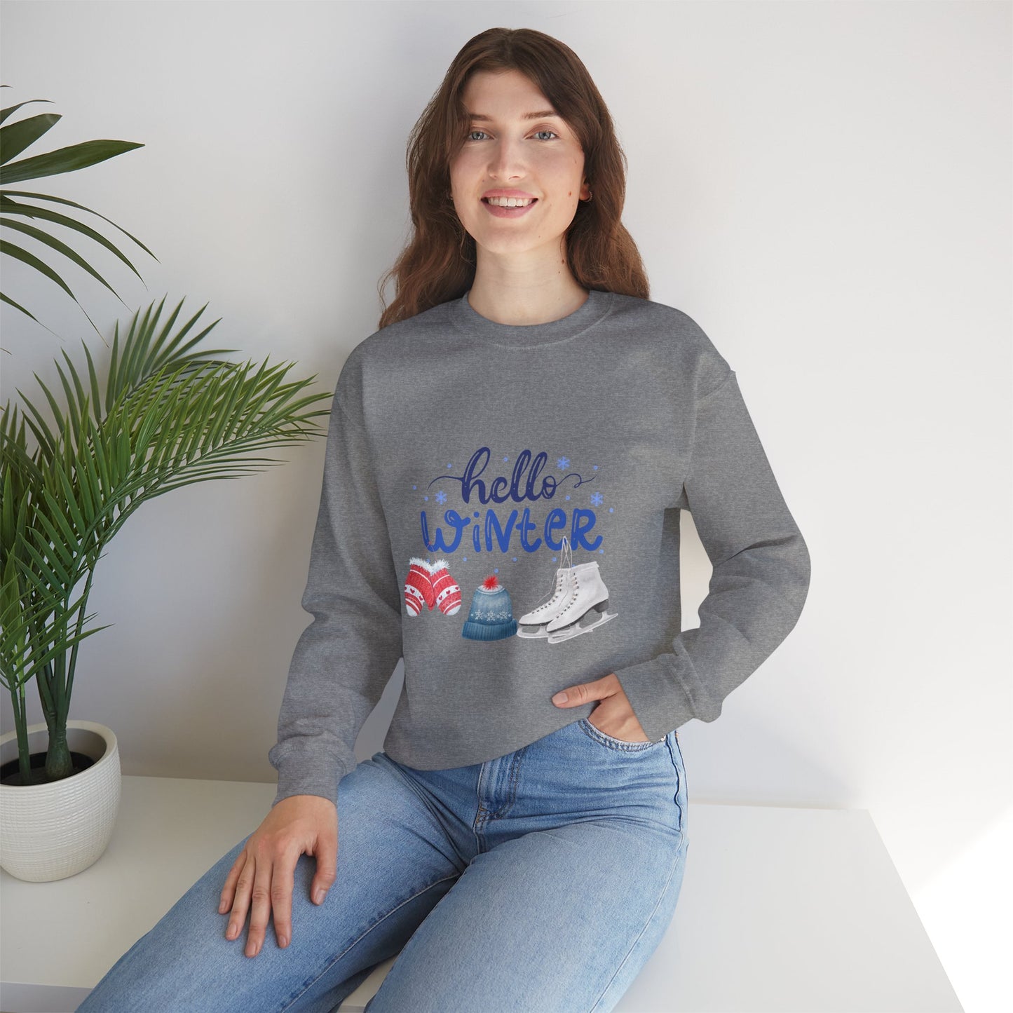 Hello Winter Skating Sweatshirt, Figure Skating Fan Sweatshirt, Olympic Skating Sweater, Girls Skating Dreamer Sweater