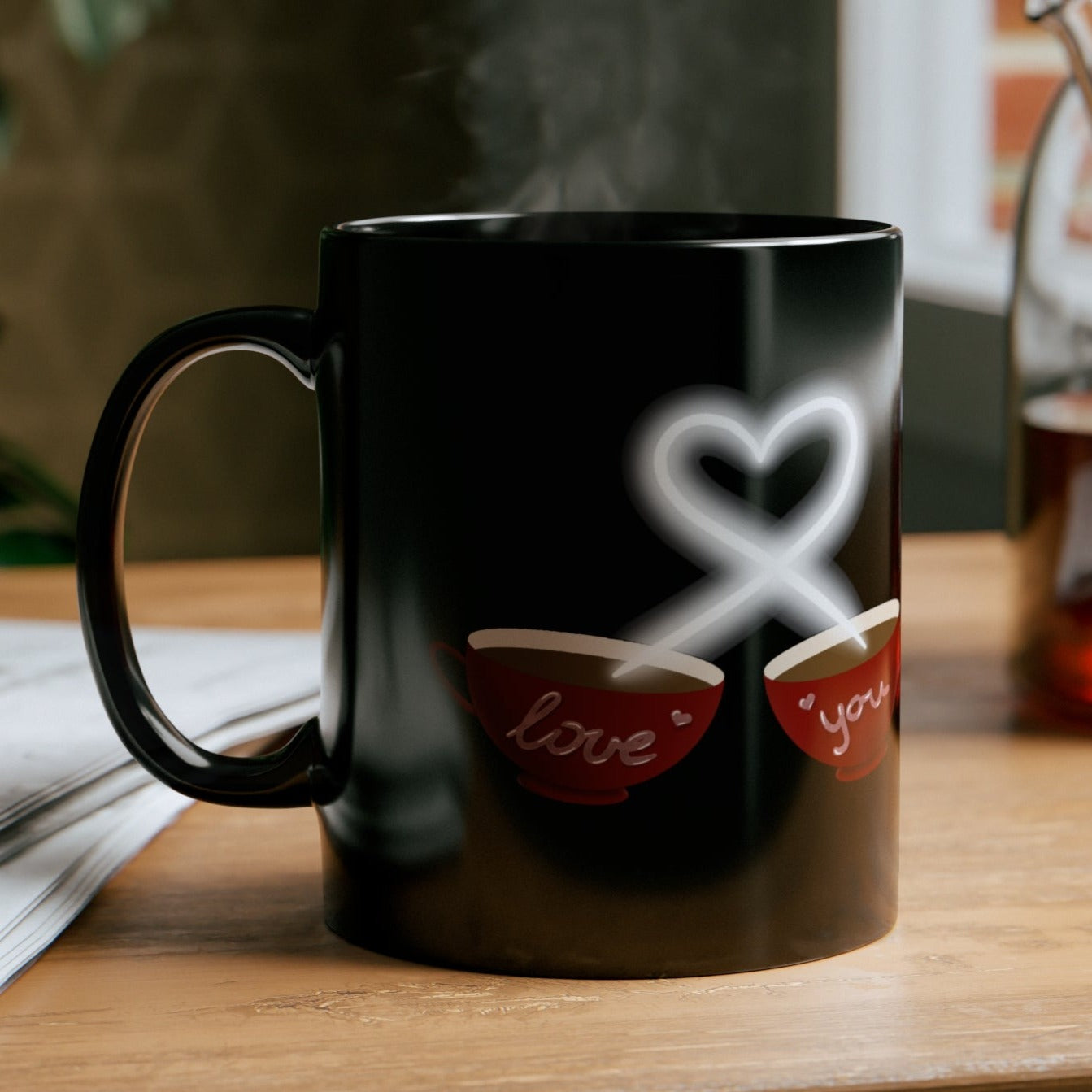 Love You, Coffee Lover 11oz Black Mug, Gift for Her, Gift for Him, Share Love Mug, Couples Gift