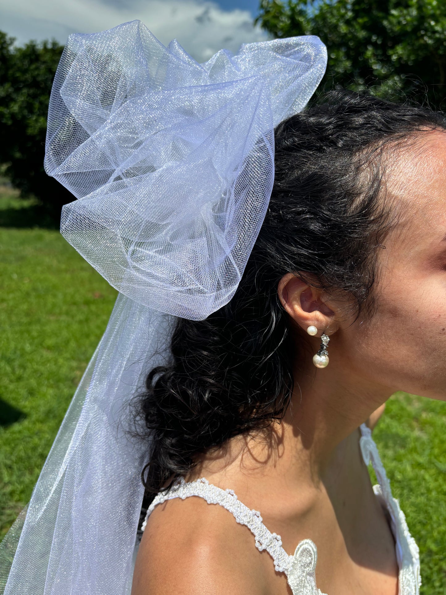 Pouf Style Bridal Veil, Wedding Fingertip Veil, Chapel Veil, Long Veil, Tuille Veil - TRISHA