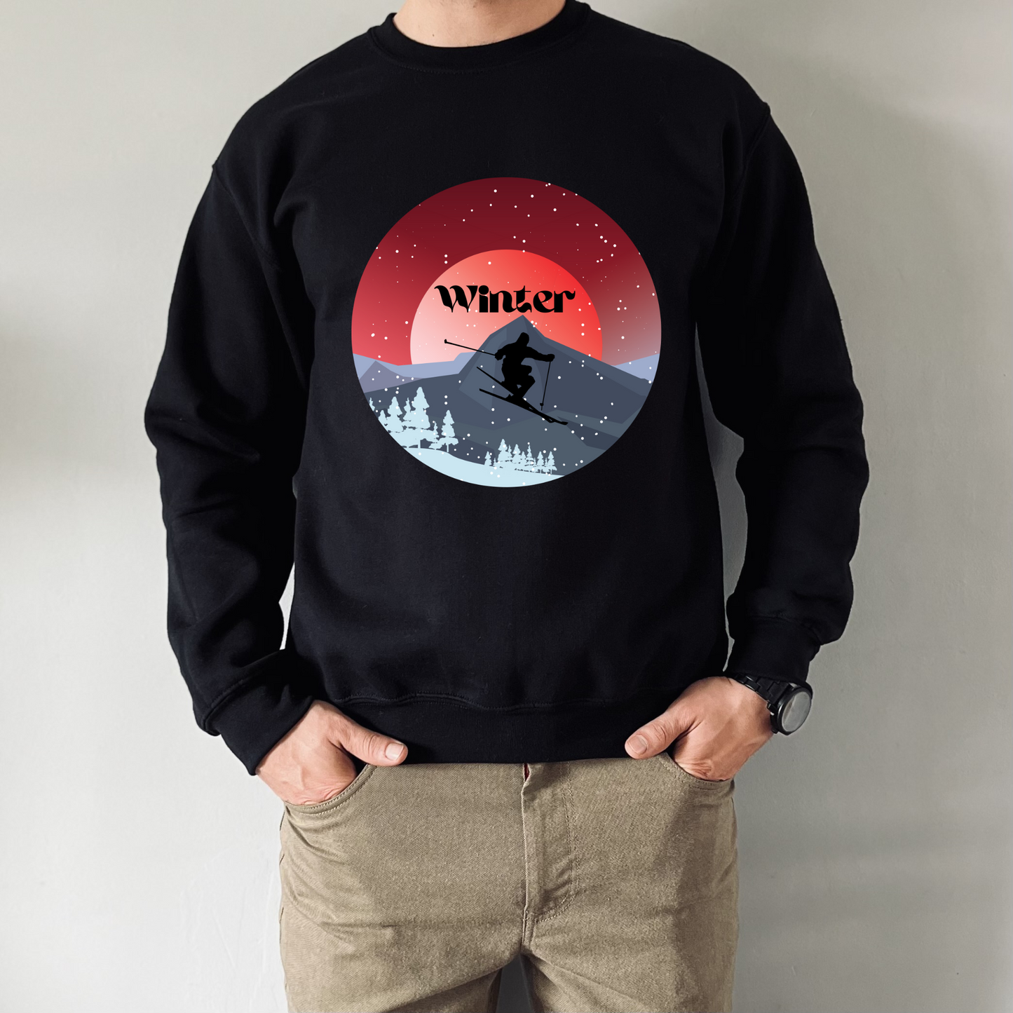 Skiing Sweatshirt, Holiday Season Gift, Winter Sports Shirt, Family Vacation Clothing, Winter Sport Lovers, Men's Sweater, Women's Shirt