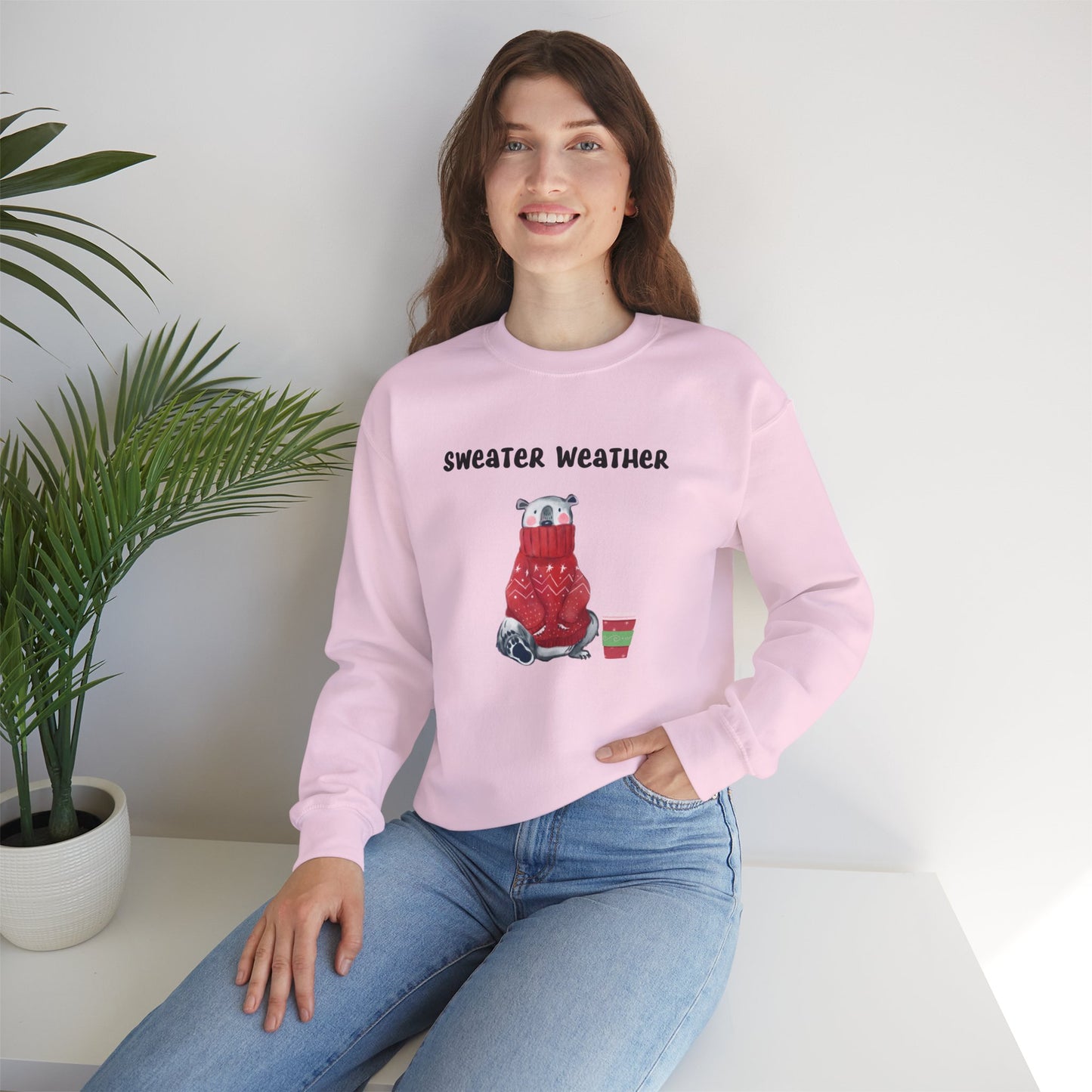 Sweater Weather Polar Bear Sweatshirt, Holiday Season, Winter Season Gift Idea, Unisex Sweatshirt