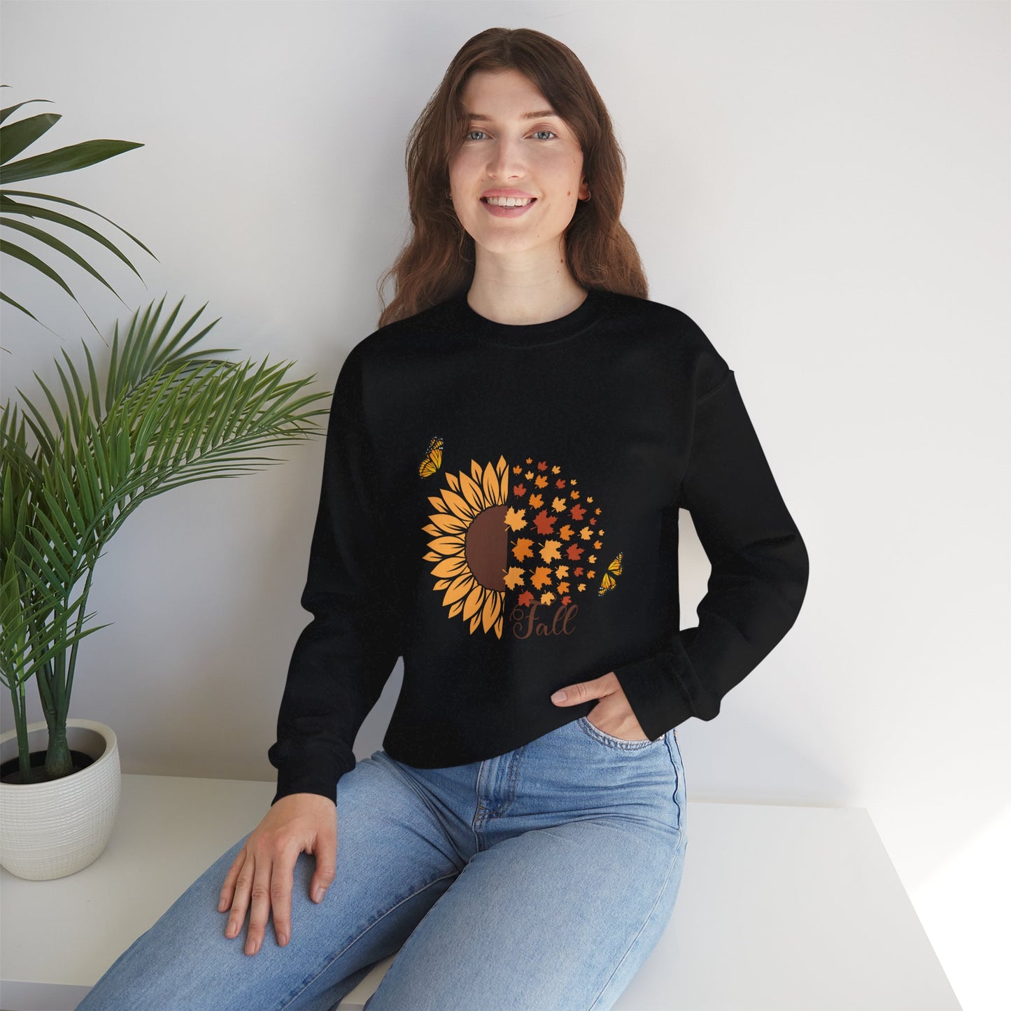 Fall Sunflower Butterflies Sweatshirt, Hello Autumn Shirt, Gift for Her, Gift for Him,Fall Vibes shirt Unisex Sweatshirt, Plus Sizes