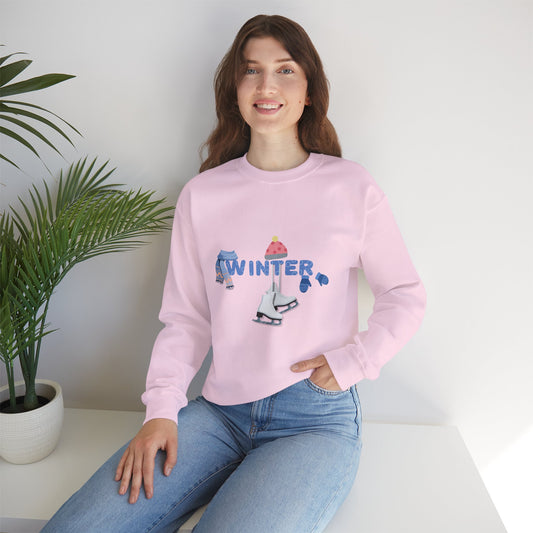 Winter Holiday Fun Skating with Hat and Scarf Unisex Sweatshirt