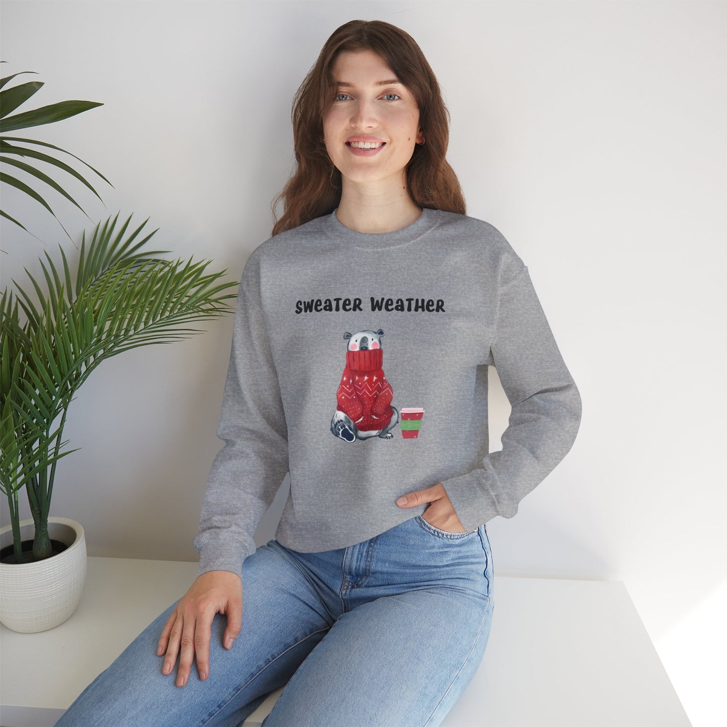 Sweater Weather Polar Bear Sweatshirt, Holiday Season, Winter Season Gift Idea, Unisex Sweatshirt