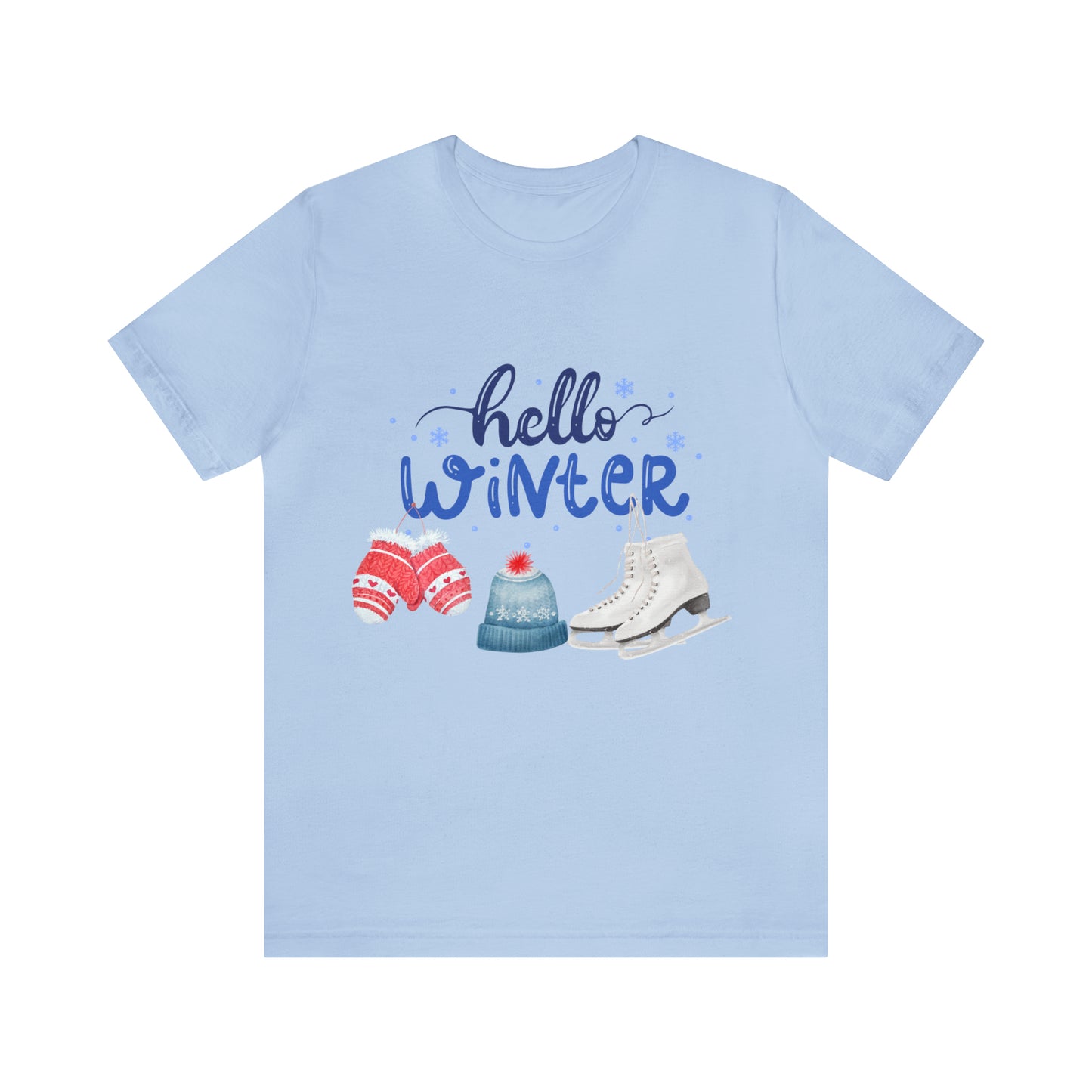 Hello Winter Skates T-shirt, Winter Wonderland Shirt, Winter Sports, Snow Fun Shirt, Holiday Gift Shirt