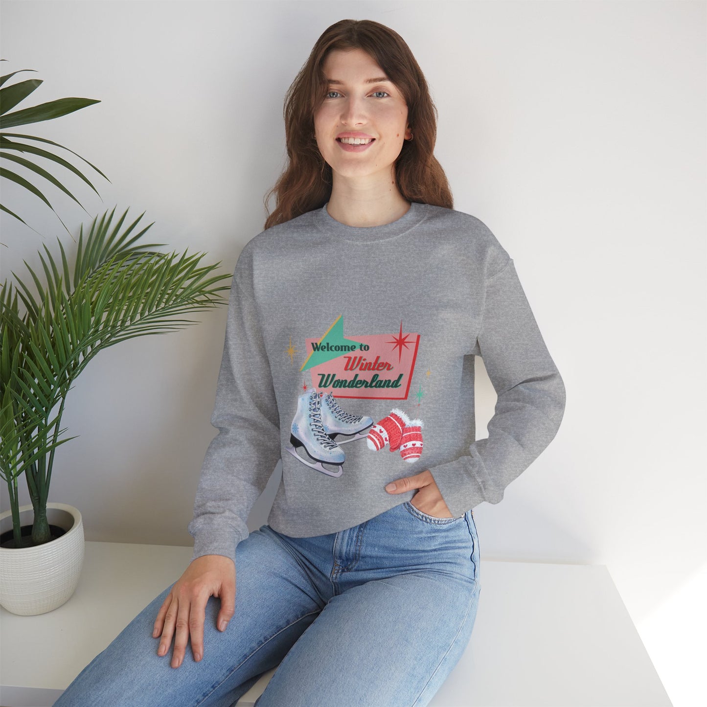 Welcome Winter Wonderland Sweatshirt, Holiday Fun shirt, Ice Skating Sweatshirt, Winter Sports Shirt, Plus Sizes