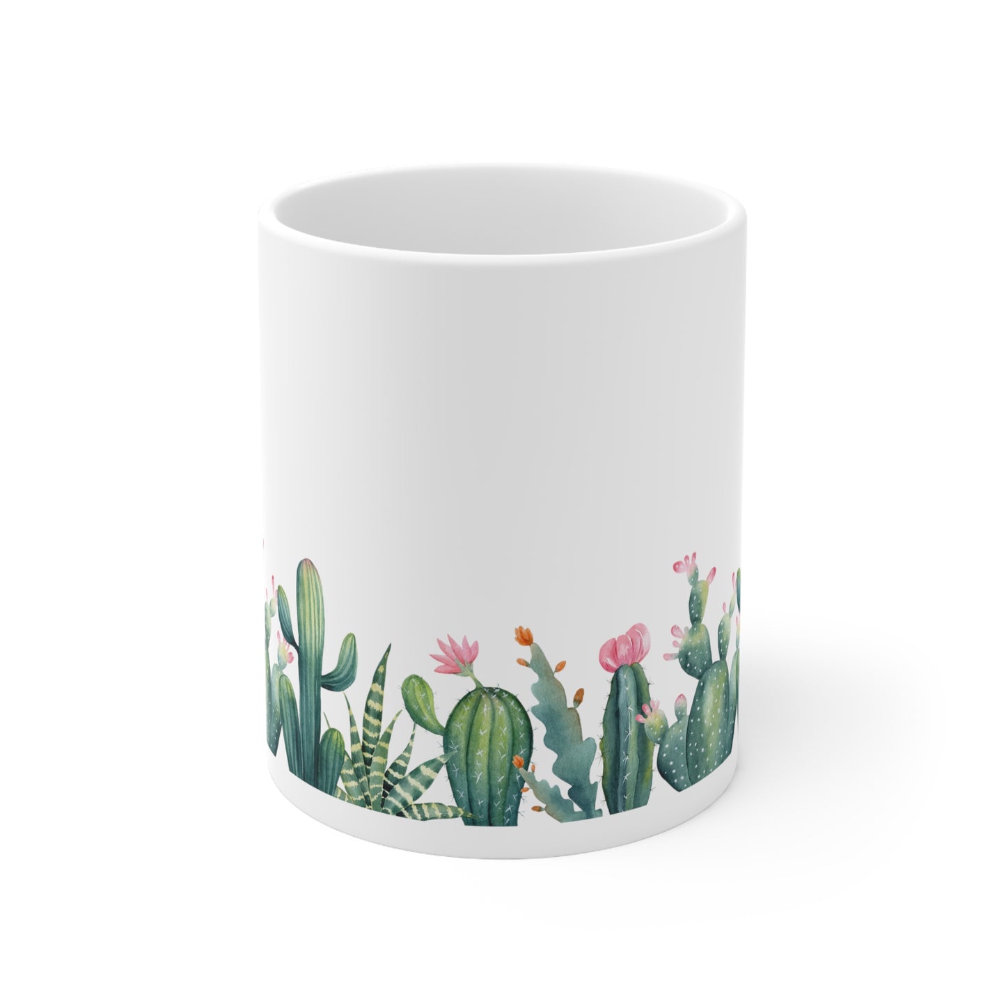 Cute Cactus and Flowers Ceramic Mug 11oz