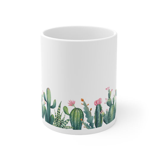 Cute Cactus and Flowers Ceramic Mug 11oz