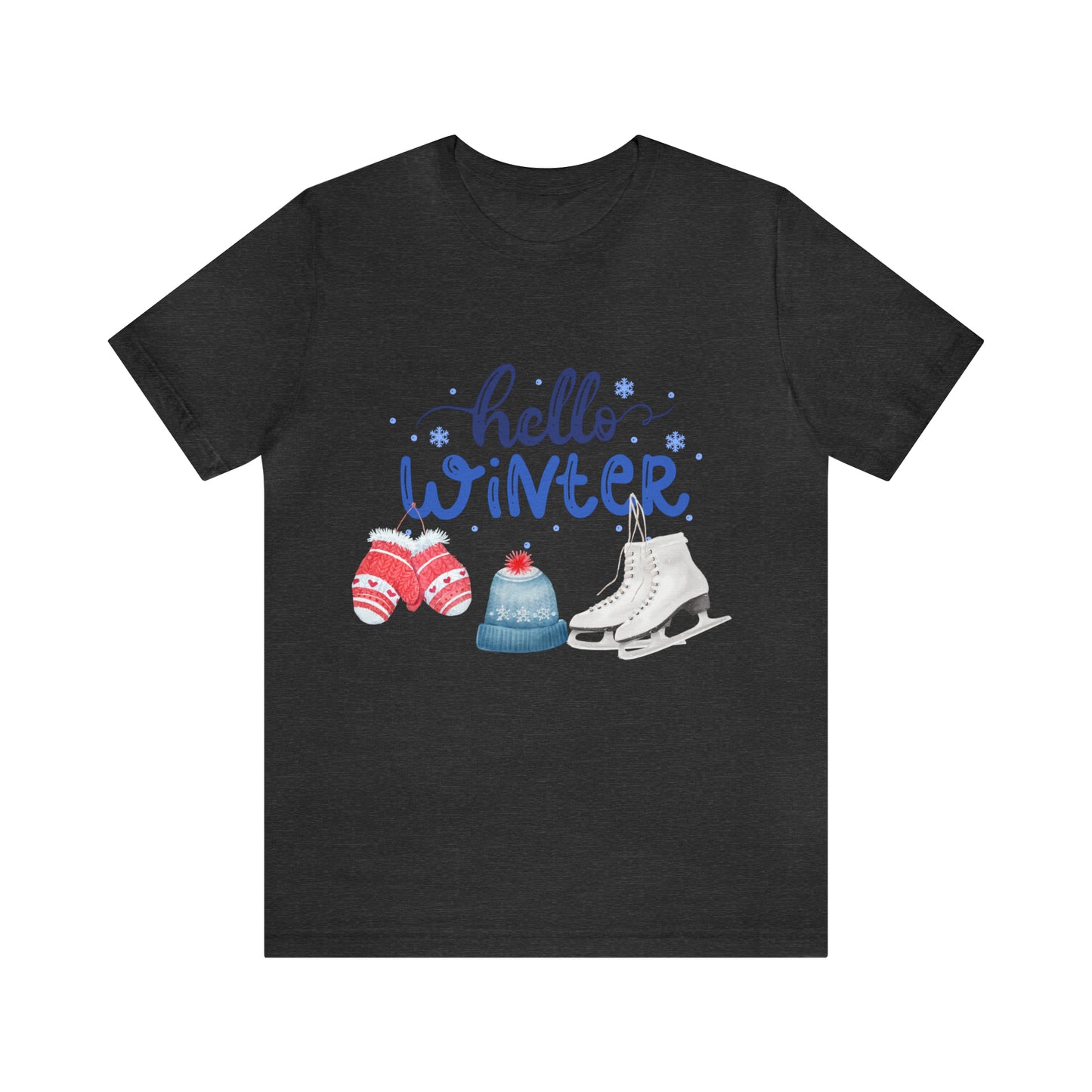Hello Winter Skates T-shirt, Winter Wonderland Shirt, Winter Sports, Snow Fun Shirt, Holiday Gift Shirt