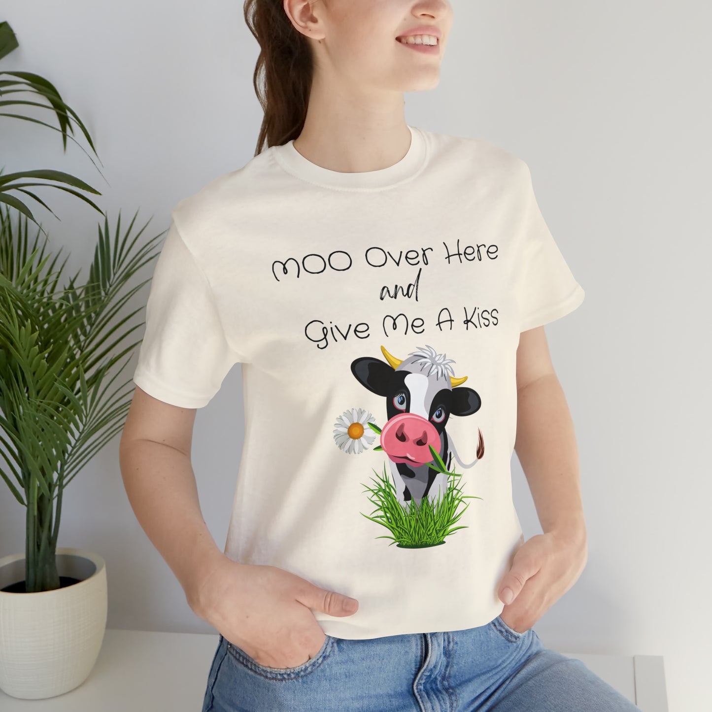 Cow Moo Over Here Kiss T-shirt, Unisex Jersey Short Sleeve Tee