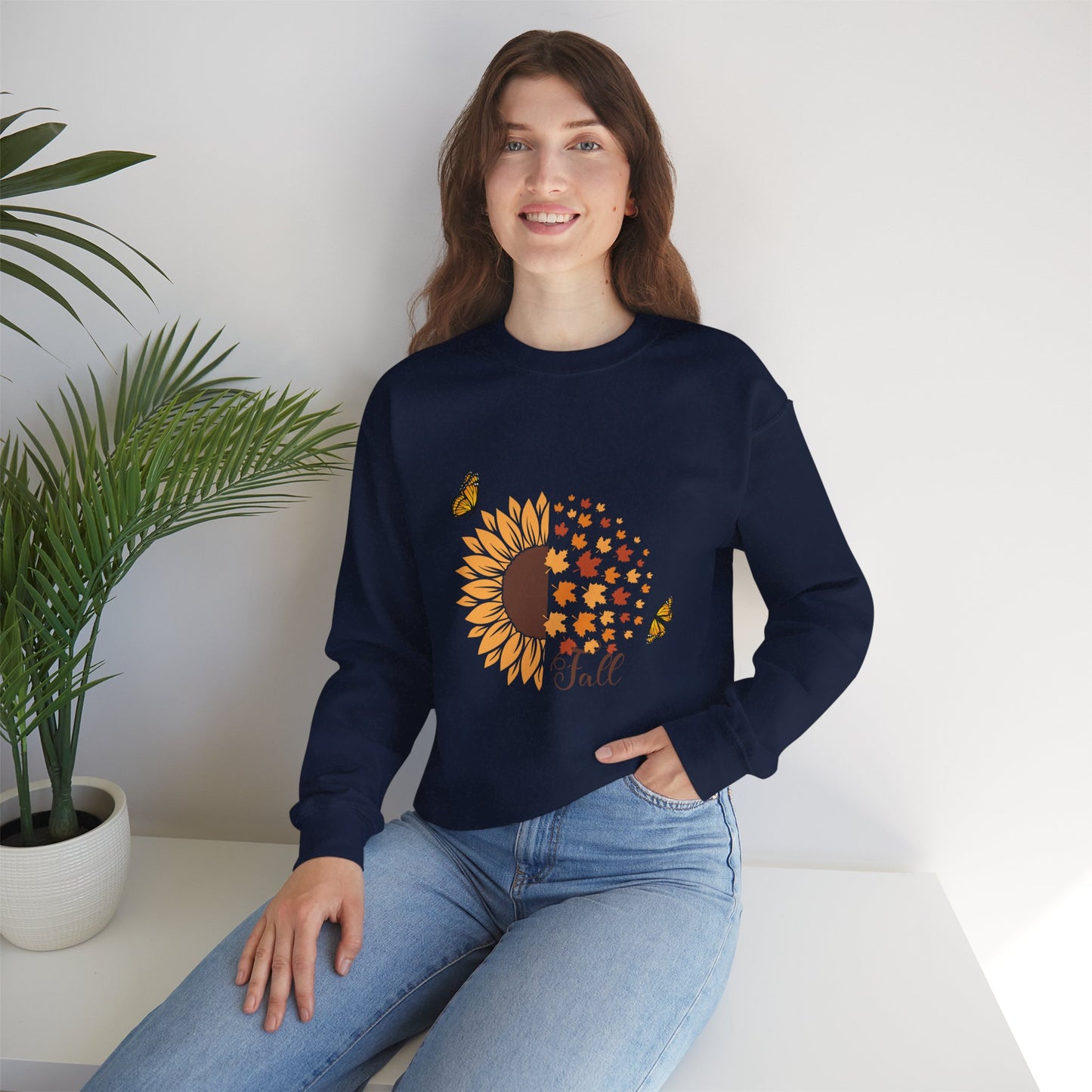 Fall Sunflower Butterflies Sweatshirt, Hello Autumn Shirt, Gift for Her, Gift for Him,Fall Vibes shirt Unisex Sweatshirt, Plus Sizes