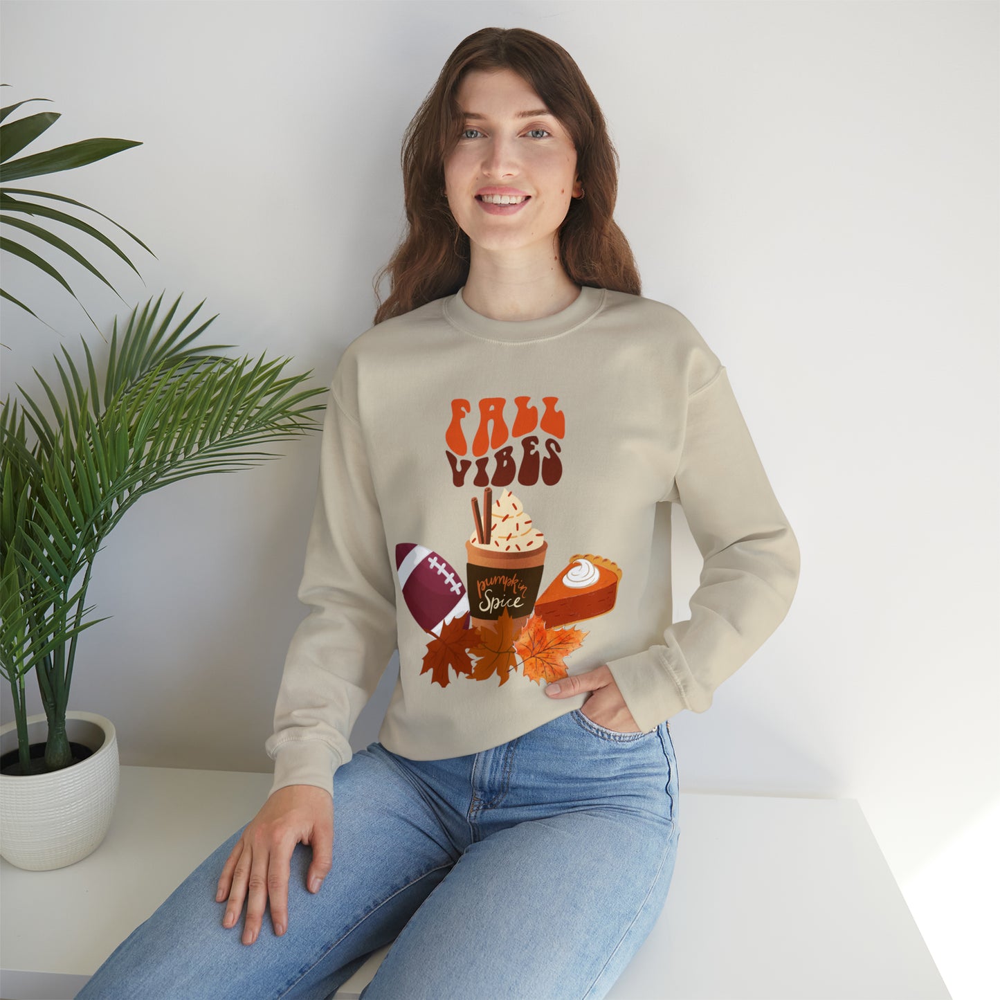 Fall Vibes Sweatshirt, Pumpkin Spice Season, Football Season, Coffee Lovers, Gift for Friend, Autumn Season Lovers, Plus Sizes, Unisex Sweatshirt
