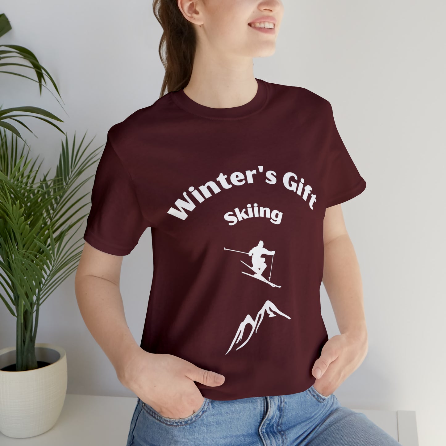 Winter's Gift - Skiing Unisex Jersey Short Sleeve Tee