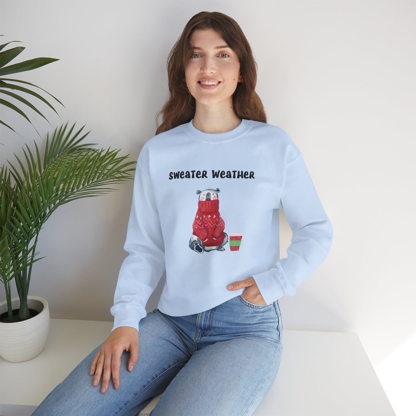 Sweater Weather Polar Bear Sweatshirt, Holiday Season, Winter Season Gift Idea, Unisex Sweatshirt