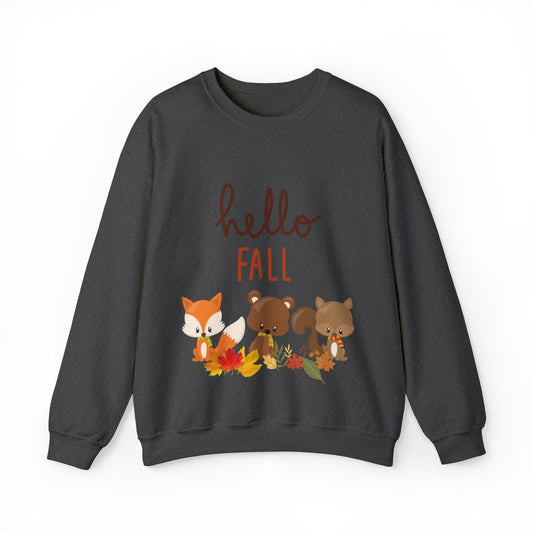 Hello Fall Critters Sweatshirt, Autumn Weather Sweatshirt, Fall Vibes, Happy Fall Shirt, Plus Sizes, Unisex Sweatshirt
