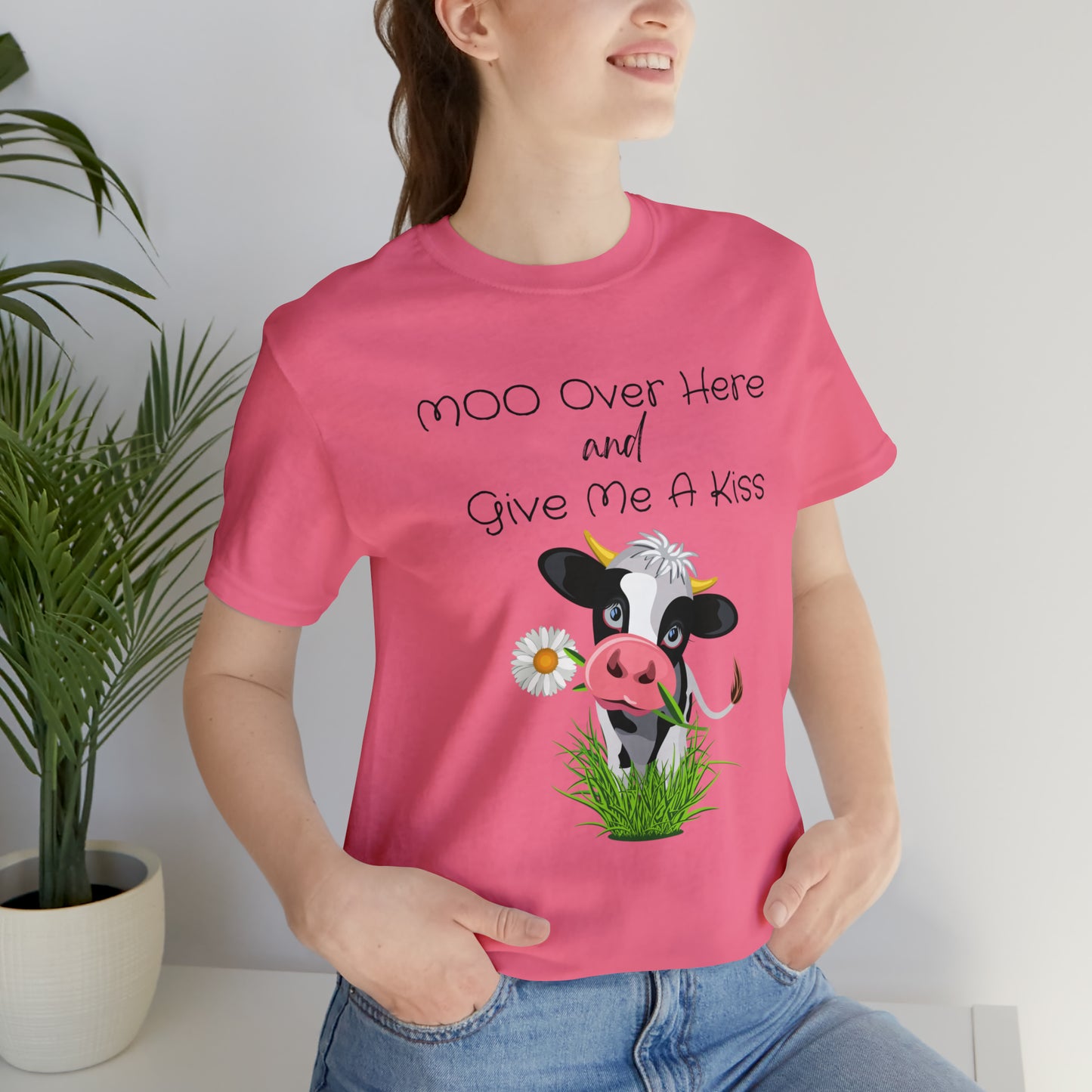 Cow Moo Over Here Kiss T-shirt, Unisex Jersey Short Sleeve Tee