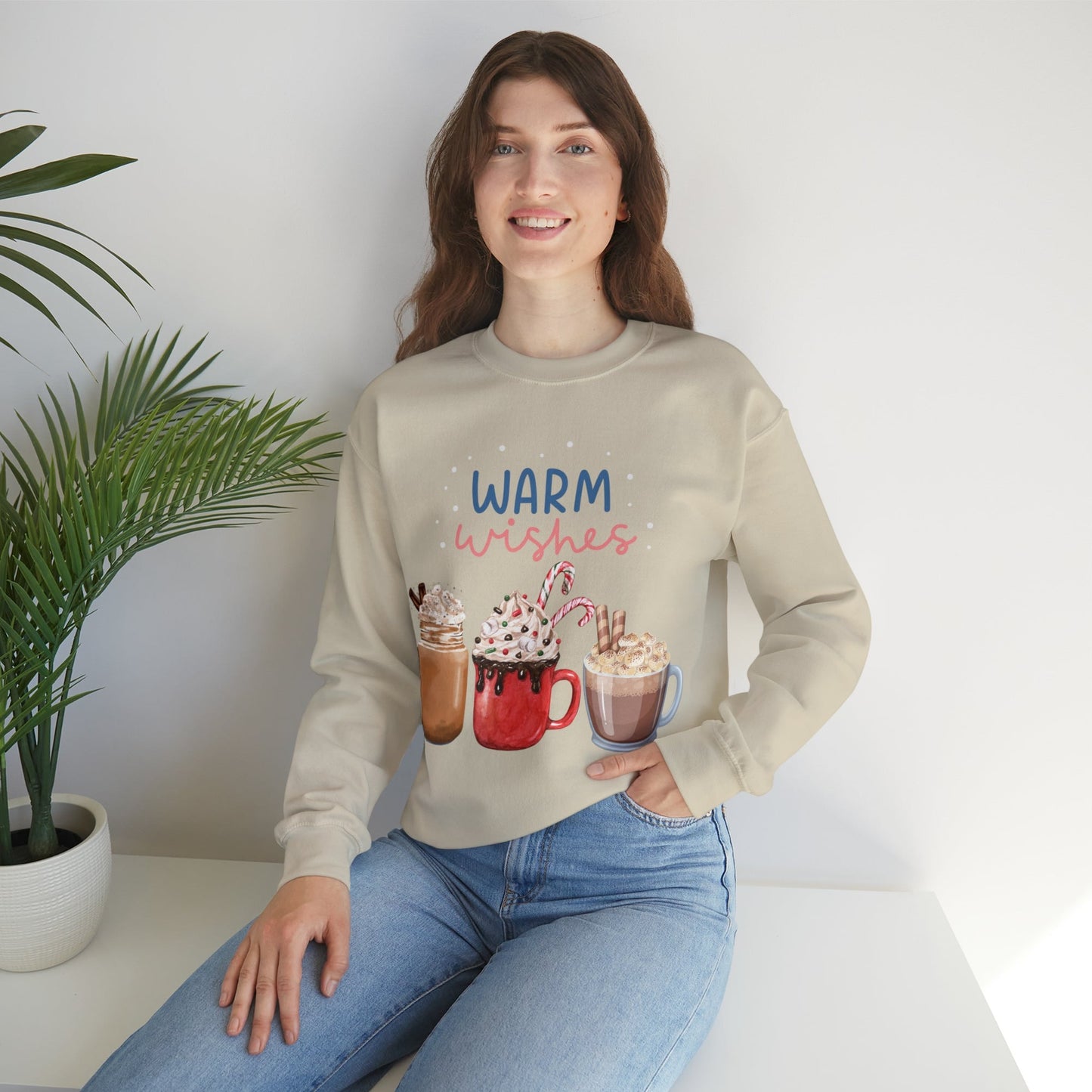 Warm Wishes with Coffee Sweatshirt, Winter Weather, Coffee Lovers Sweater, Warm Cozy Drinks Sweatshirt