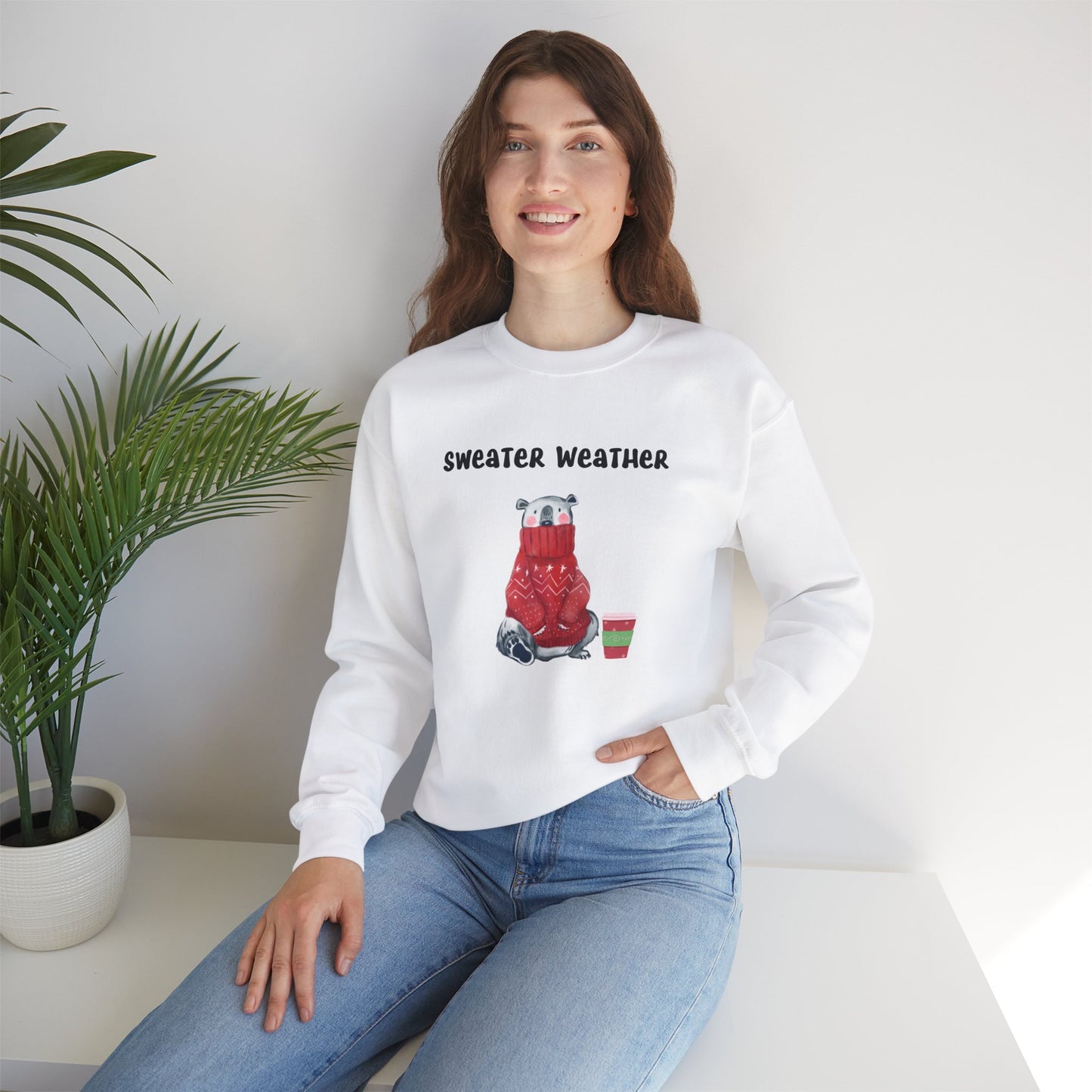 Sweater Weather Polar Bear Sweatshirt, Holiday Season, Winter Season Gift Idea, Unisex Sweatshirt