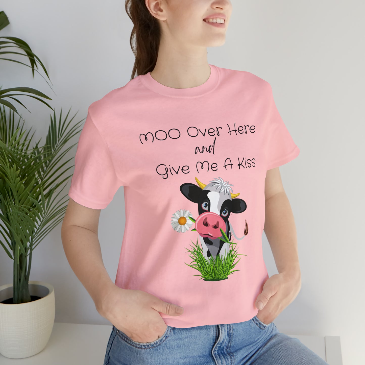 Cow Moo Over Here Kiss T-shirt, Unisex Jersey Short Sleeve Tee