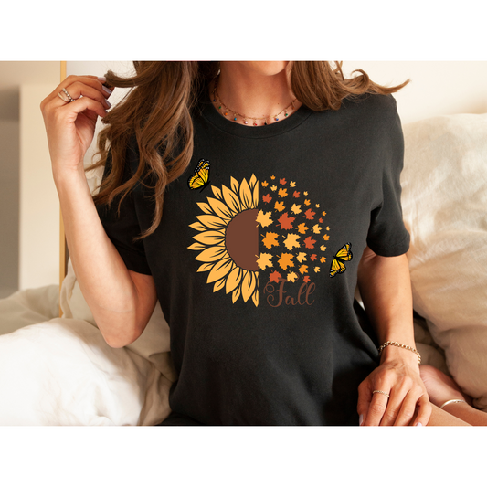 Fall Sunflower Shirt, Hello Fall T-shirt, Happy fall shirt, Pumpkin spice shirt, Plus sizes Unisex Tee