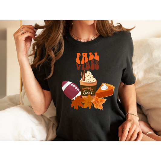 Fall Vibes T-shirt, Fall Season Shirt, Football Season, Fall Pumpkin, Cute Fall Shirt, Plus Sizes, Unisex Tee