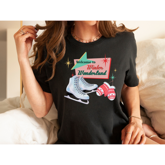 Winter Season T-shirt, Welcome to Winter Wonderland, Holiday Season Shirt, Skating Lover, Cute holiday Tee