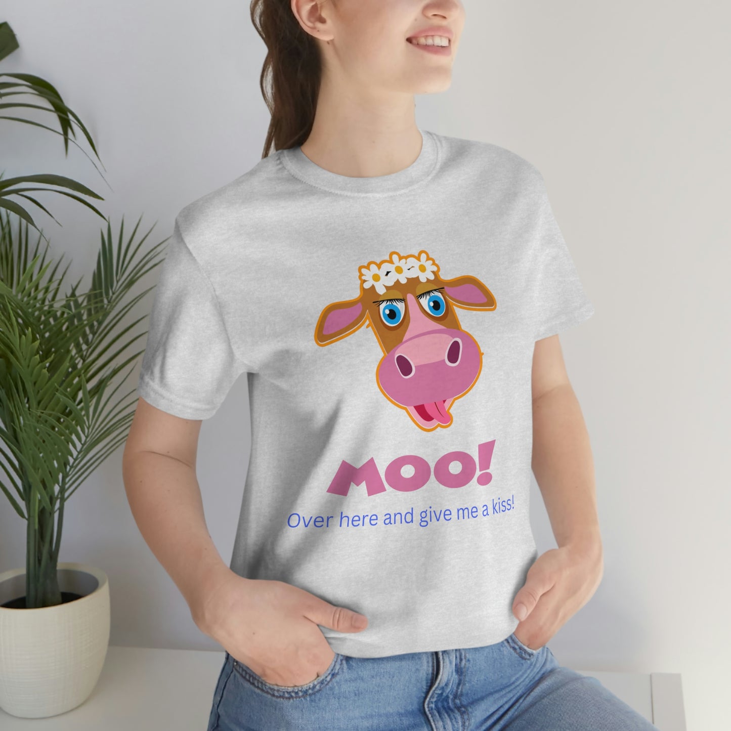 Love Cow Moo Over Here and Kiss T-Shirt, Gift for Her, Gift for Him, Couples Shirt, Cute Love Tee, Unisex Tee, Plus Size