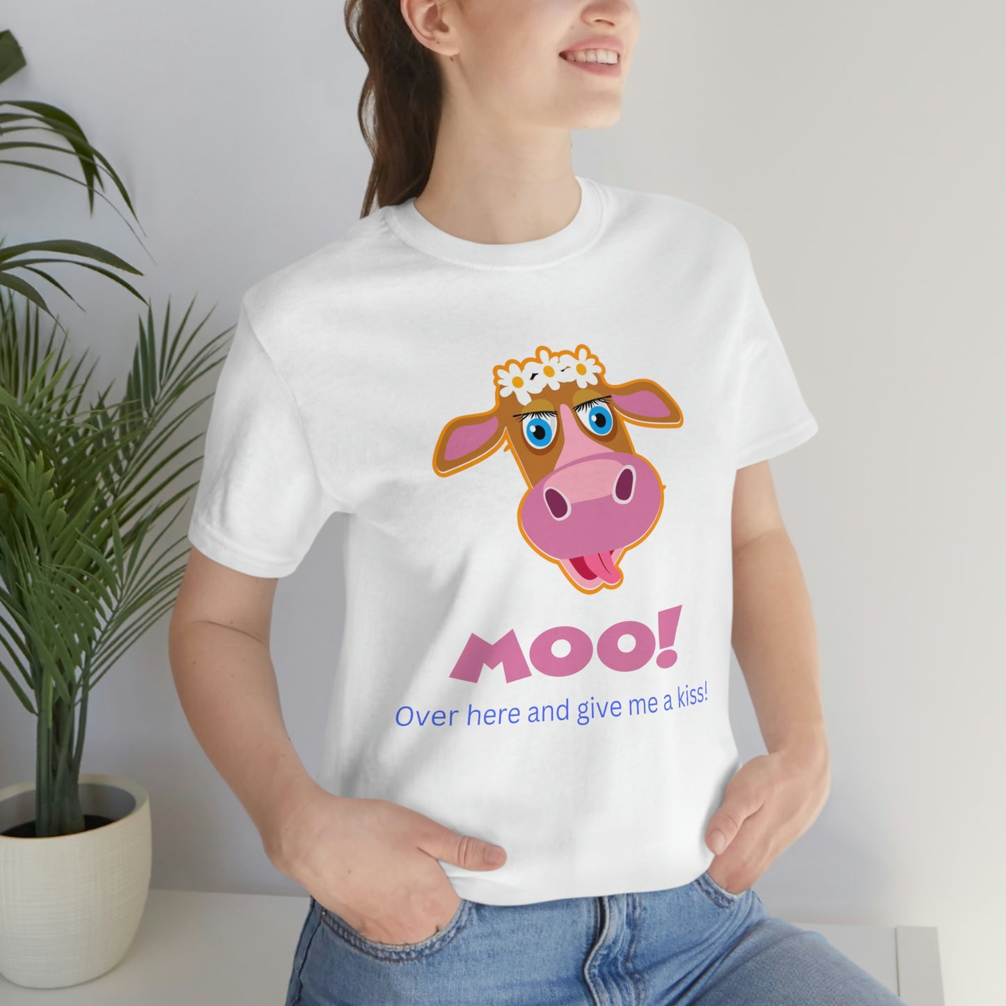 Love Cow Moo Over Here and Kiss T-Shirt, Gift for Her, Gift for Him, Couples Shirt, Cute Love Tee, Unisex Tee, Plus Size