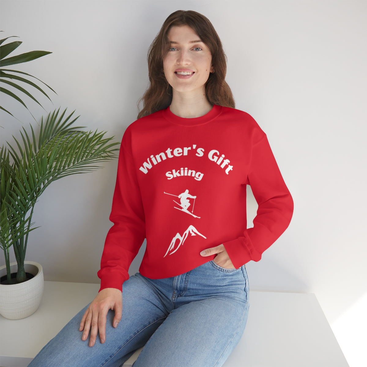 Winter's Gift Skiing Unisex Heavy Blend™ Crewneck Sweatshirt