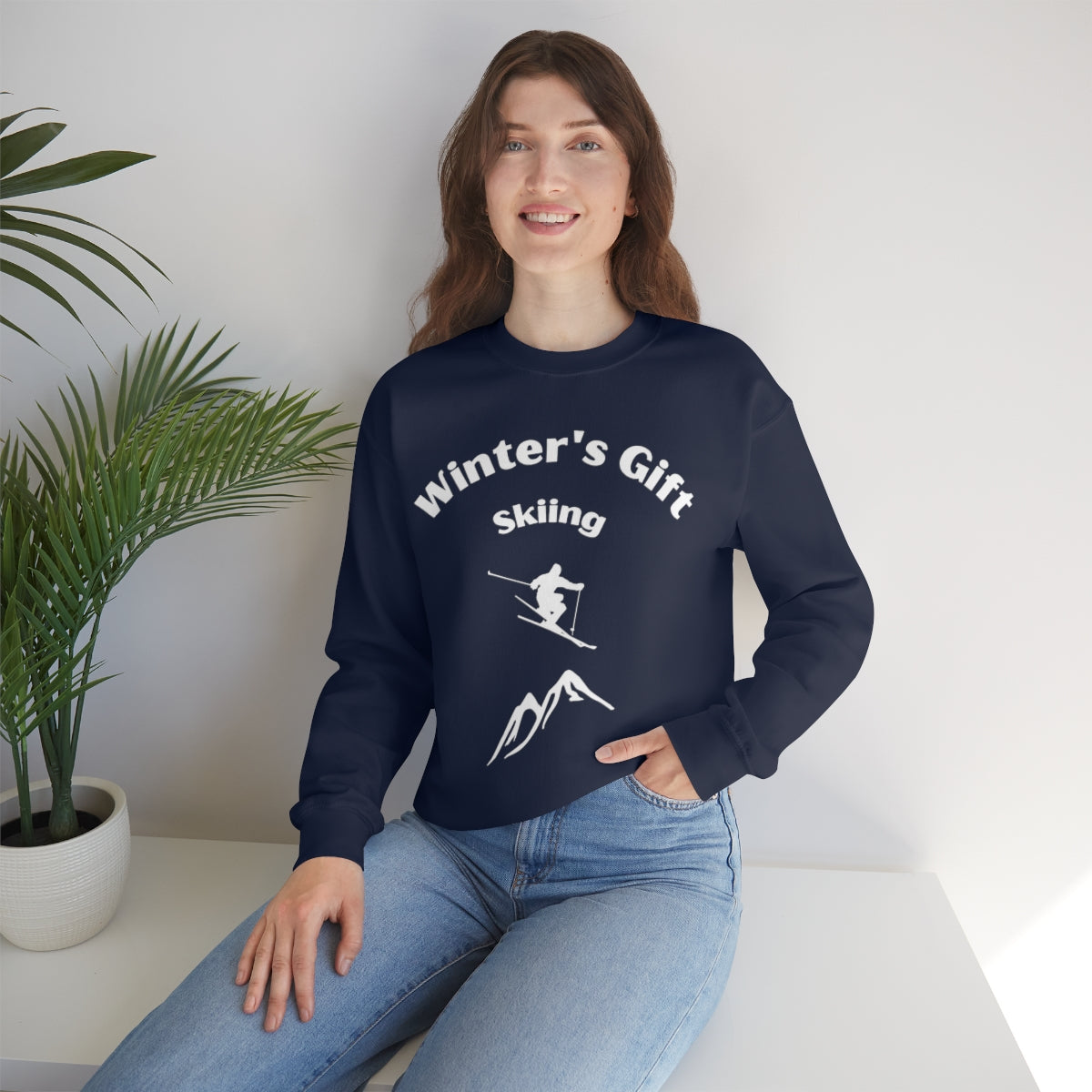 Winter's Gift Skiing Unisex Heavy Blend™ Crewneck Sweatshirt