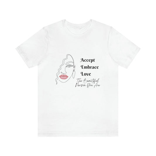 Accept, Embrace, and Love profile Unisex Jersey Short Sleeve Tee