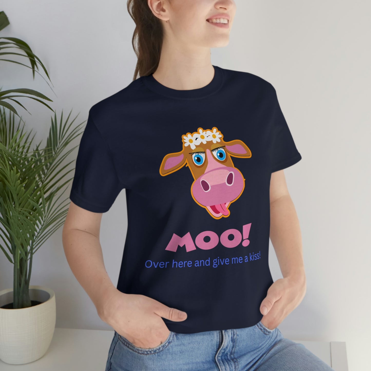 Love Cow Moo Over Here and Kiss T-Shirt, Gift for Her, Gift for Him, Couples Shirt, Cute Love Tee, Unisex Tee, Plus Size