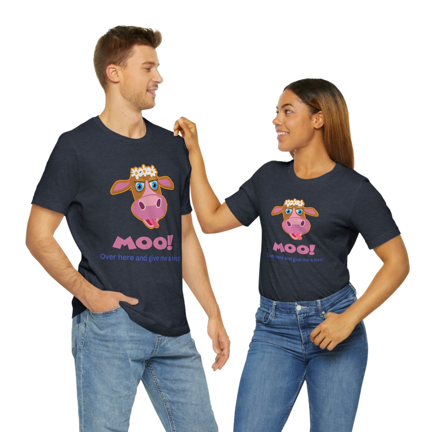 Love Cow Moo Over Here and Kiss T-Shirt, Gift for Her, Gift for Him, Couples Shirt, Cute Love Tee, Unisex Tee, Plus Size