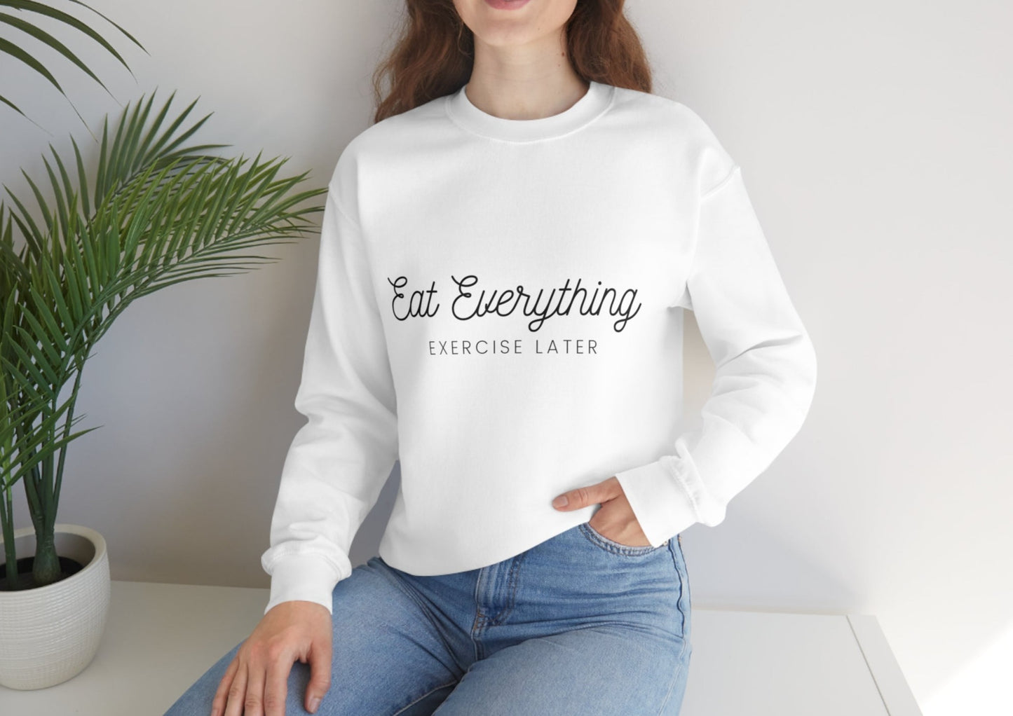 Exercise Funny Sweatshirt Food Saying Shirt Unisex Heavy Blend Crewneck Sweatshirt