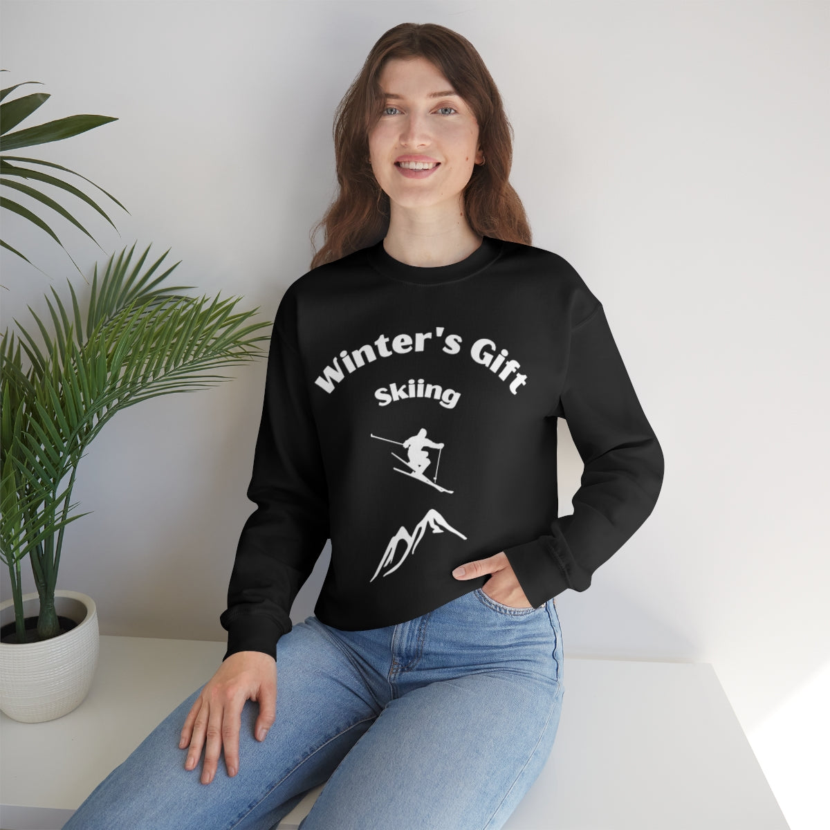 Winter's Gift Skiing Unisex Heavy Blend™ Crewneck Sweatshirt
