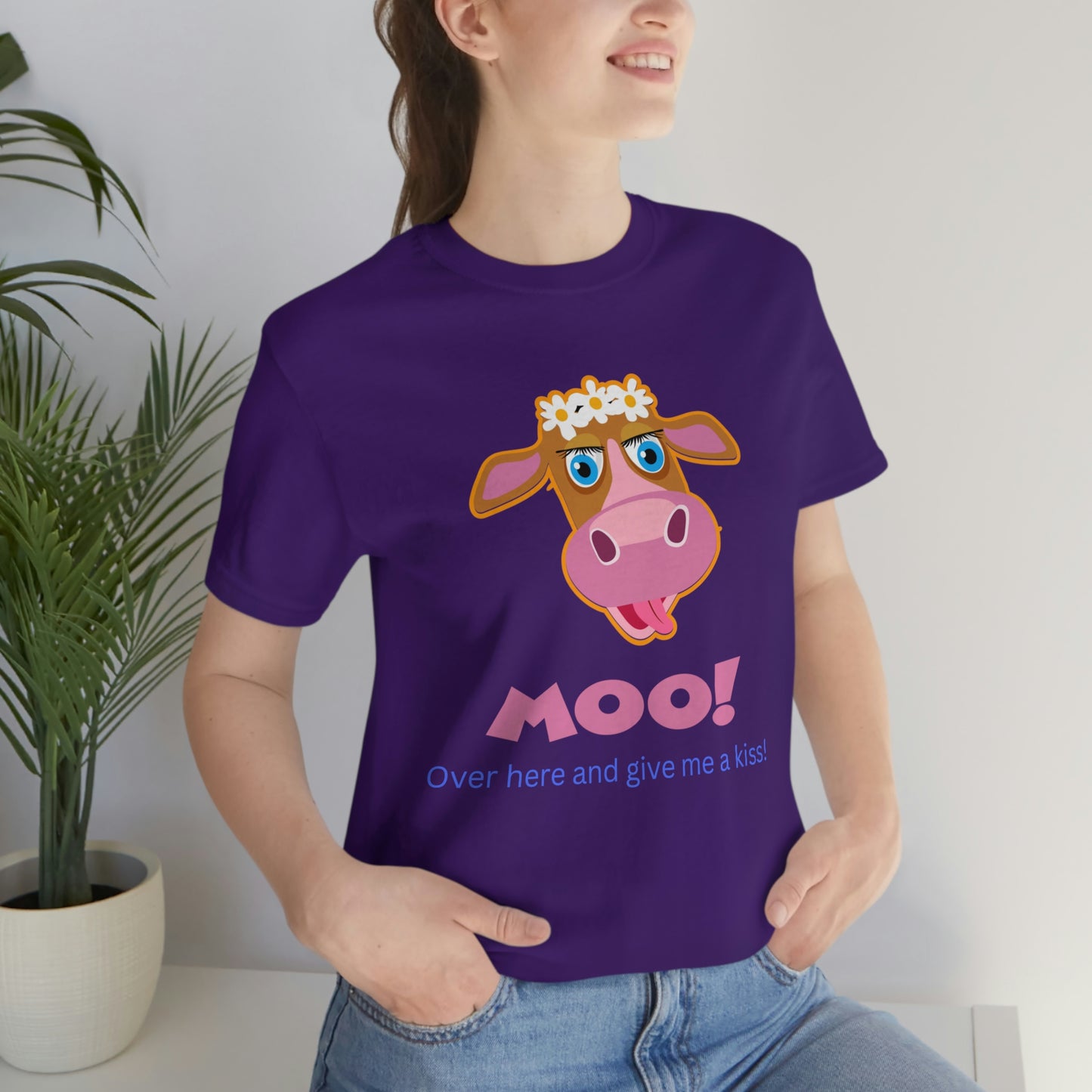 Love Cow Moo Over Here and Kiss T-Shirt, Gift for Her, Gift for Him, Couples Shirt, Cute Love Tee, Unisex Tee, Plus Size