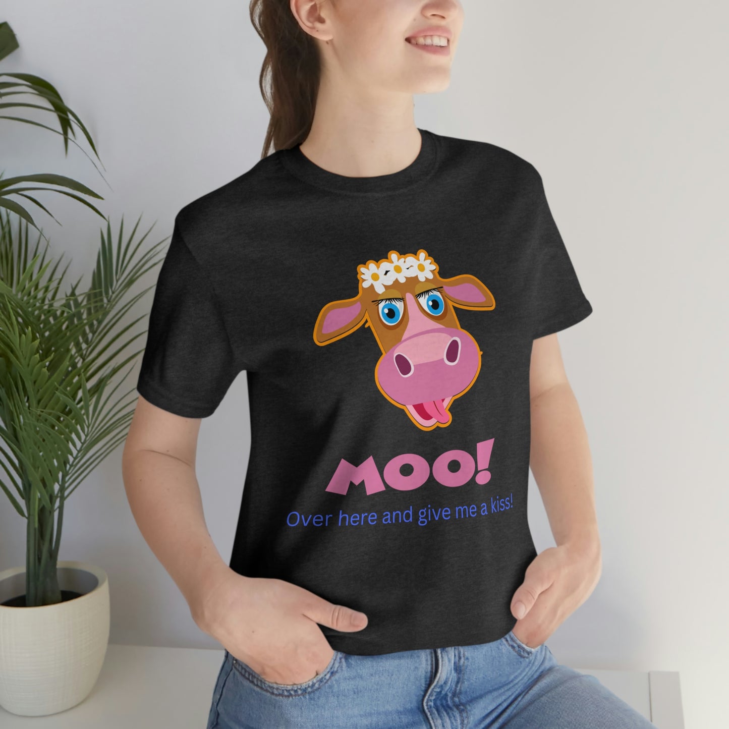 Love Cow Moo Over Here and Kiss T-Shirt, Gift for Her, Gift for Him, Couples Shirt, Cute Love Tee, Unisex Tee, Plus Size