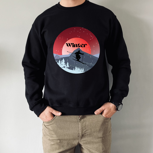 Skiing Sweatshirt, Holiday Season Gift, Winter Sports Shirt, Family Vacation Clothing, Winter Sport Lovers, Men's Sweater, Women's Shirt